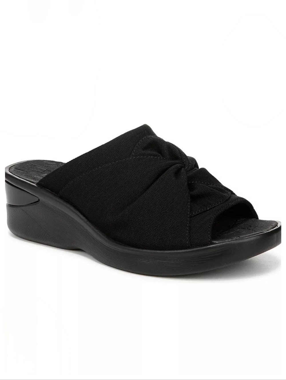 BZees Sunburst Black Stretch Knit Knot Slide Mule Sandals W 7